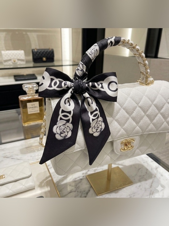Accessories - Parisian Chic Floral & Quilted Silk Skinny Scarf (Twilly)